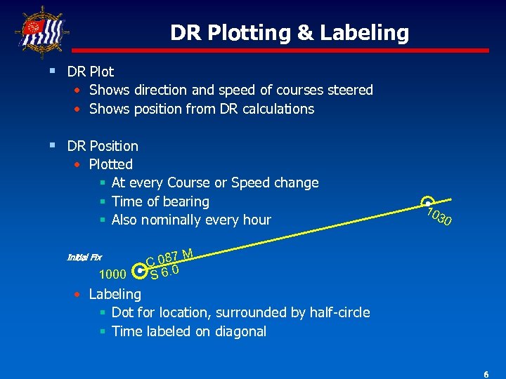 DR Plotting & Labeling § DR Plot • Shows direction and speed of courses