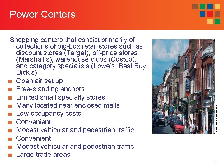 Shopping centers that consist primarily of collections of big-box retail stores such as discount