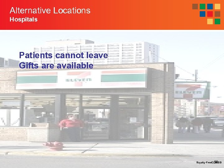 Alternative Locations Hospitals Patients cannot leave Gifts are available Royalty-Free/CORBIS 38 