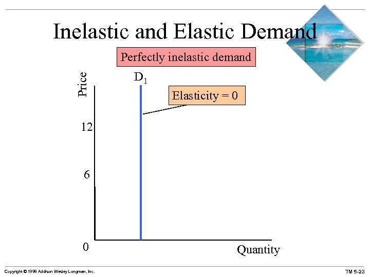 Inelastic and Elastic Demand Price Perfectly inelastic demand D 1 Elasticity = 0 12