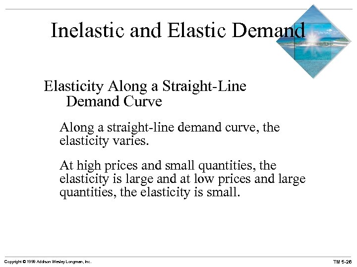 Inelastic and Elastic Demand Elasticity Along a Straight-Line Demand Curve Along a straight-line demand