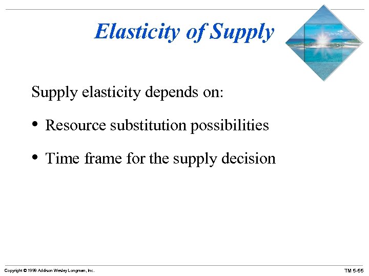 Elasticity of Supply elasticity depends on: • Resource substitution possibilities • Time frame for