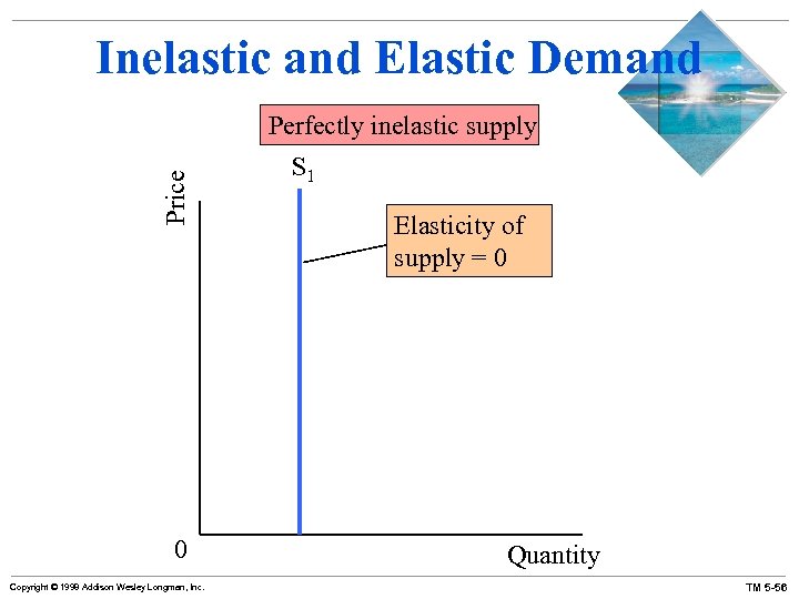 Inelastic and Elastic Demand Price Perfectly inelastic supply 0 Copyright © 1998 Addison Wesley