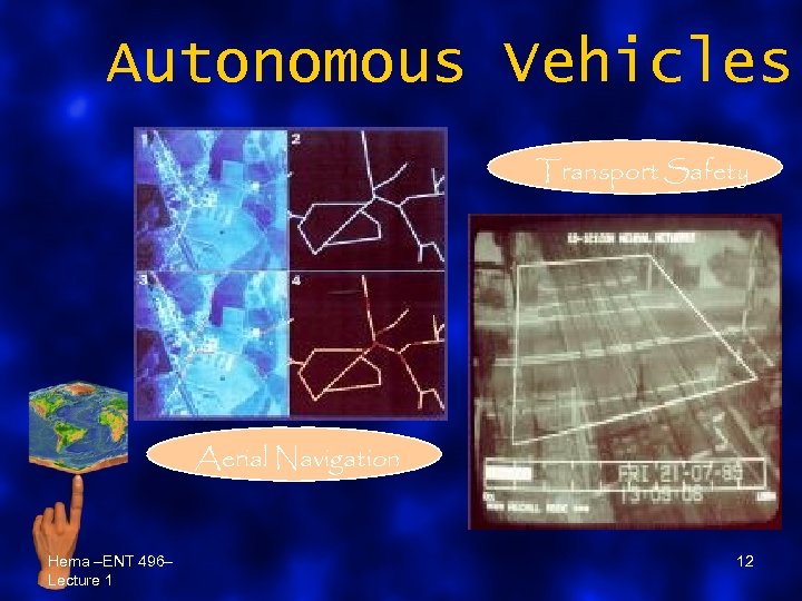 Autonomous Vehicles Transport Safety Aerial Navigation Hema –ENT 496– Lecture 1 12 