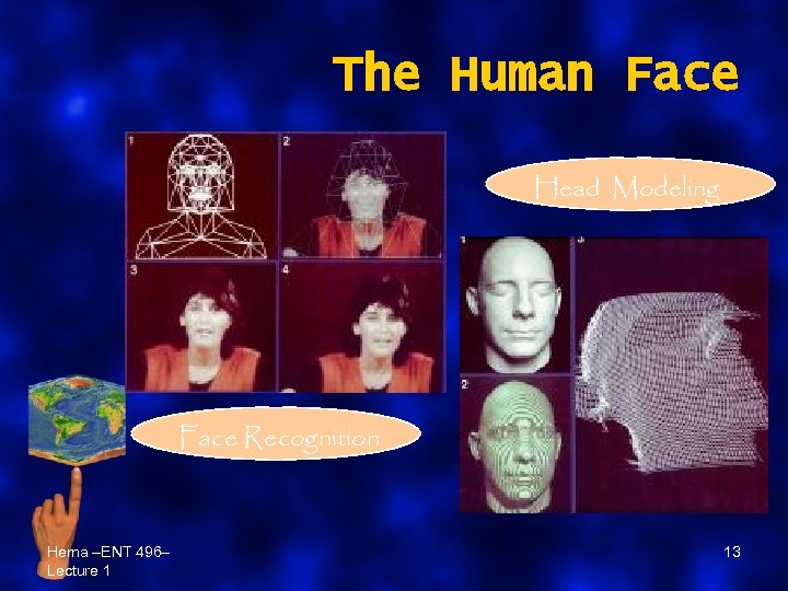 The Human Face Head Modeling Face Recognition Hema –ENT 496– Lecture 1 13 