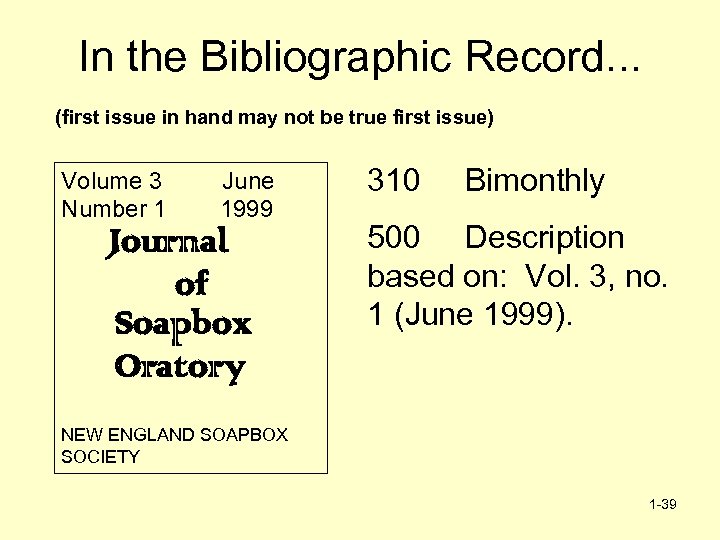 In the Bibliographic Record. . . (first issue in hand may not be true