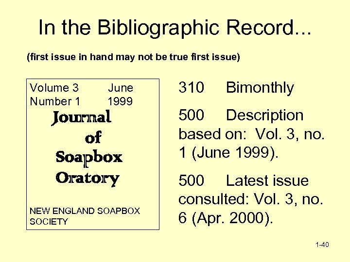 In the Bibliographic Record. . . (first issue in hand may not be true