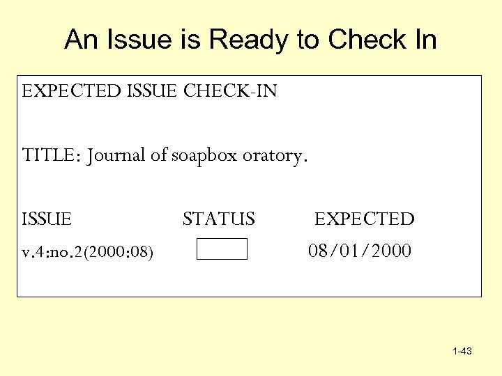 An Issue is Ready to Check In EXPECTED ISSUE CHECK-IN TITLE: Journal of soapbox