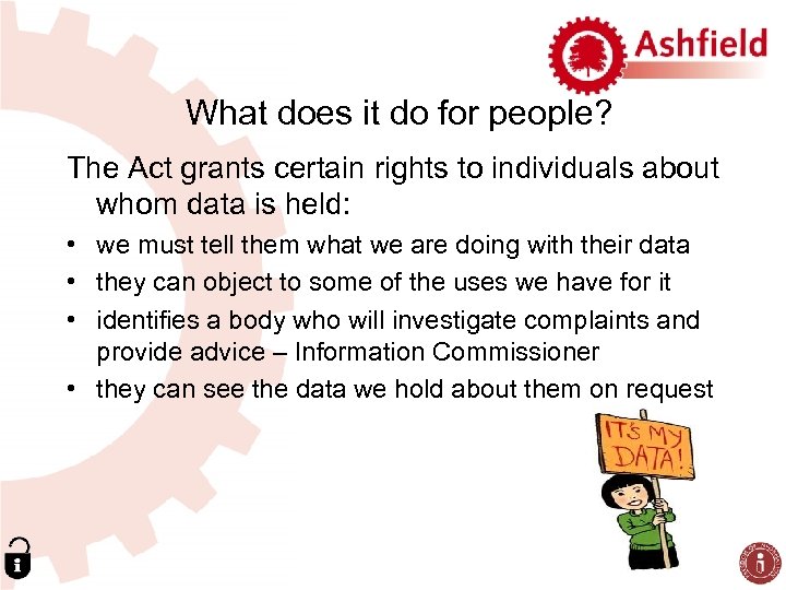 What does it do for people? The Act grants certain rights to individuals about