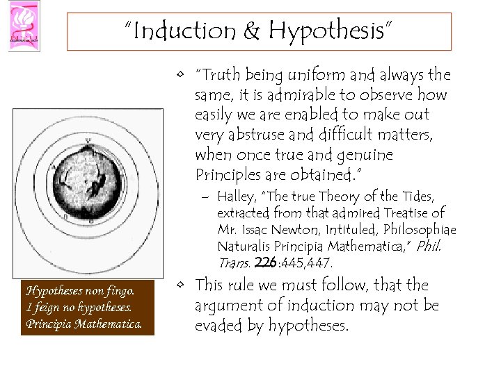 “Induction & Hypothesis” • “Truth being uniform and always the same, it is admirable