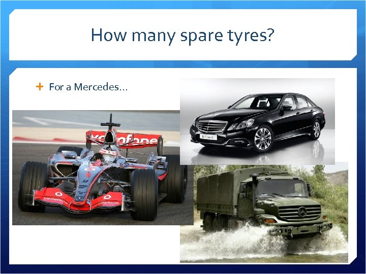 How many spare tyres? For a Mercedes… 