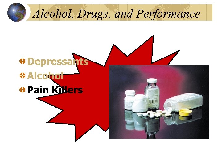 Alcohol, Drugs, and Performance Depressants Alcohol Pain Killers 