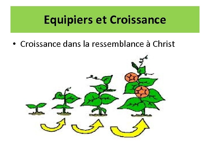 Equipiers et Croissance • Croissance dans la ressemblance à Christ 