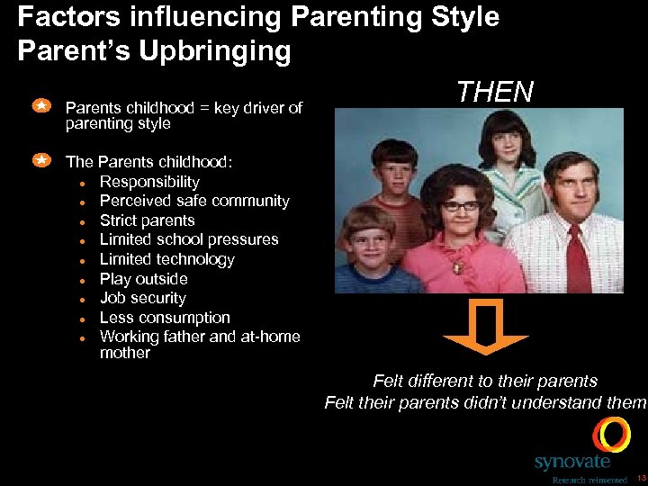 Factors influencing Parenting Style Parent’s Upbringing THEN Parents childhood = key driver of parenting