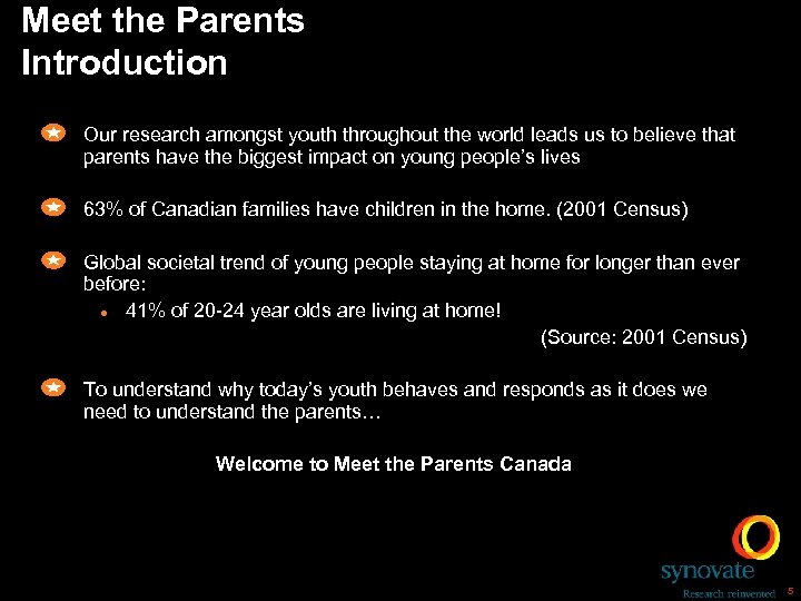 Meet the Parents Introduction Our research amongst youth throughout the world leads us to