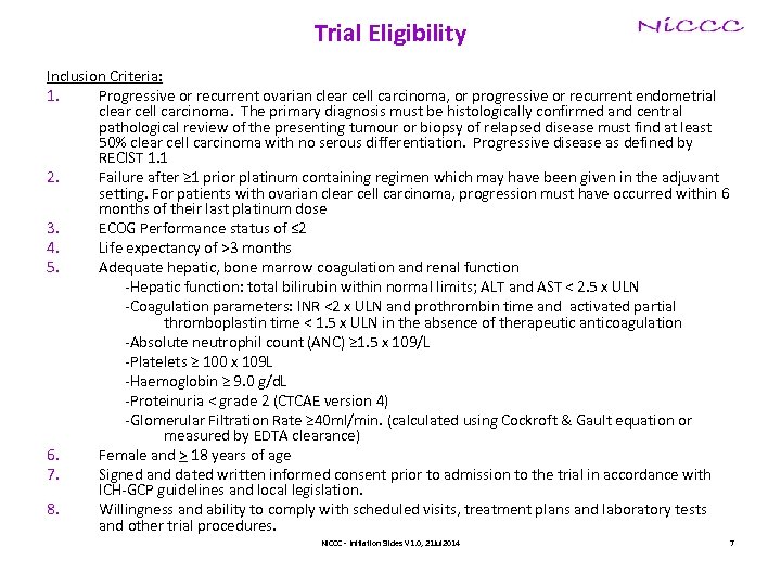Trial Eligibility Inclusion Criteria: 1. Progressive or recurrent ovarian clear cell carcinoma, or progressive