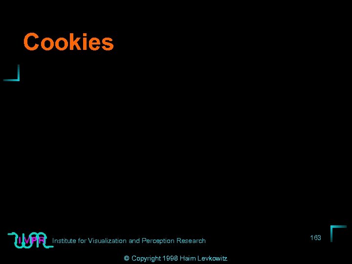 Cookies Institute for Visualization and Perception Research © Copyright 1998 Haim Levkowitz 163 
