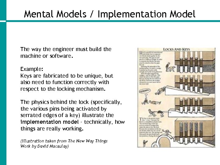 Mental Models / Implementation Model The way the engineer must build the machine or
