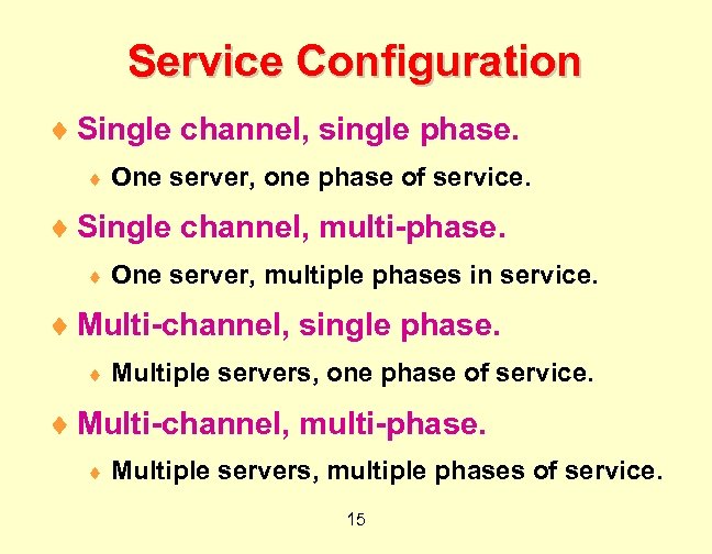 Service Configuration ¨ Single channel, single phase. ¨ One server, one phase of service.