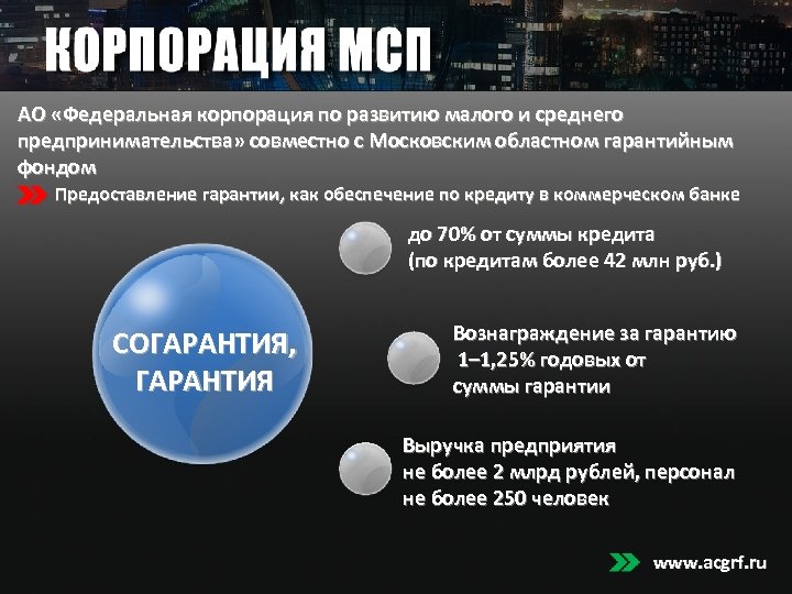 АО «Федеральная корпорация по развитию малого и среднего предпринимательства» совместно с Московским областном гарантийным