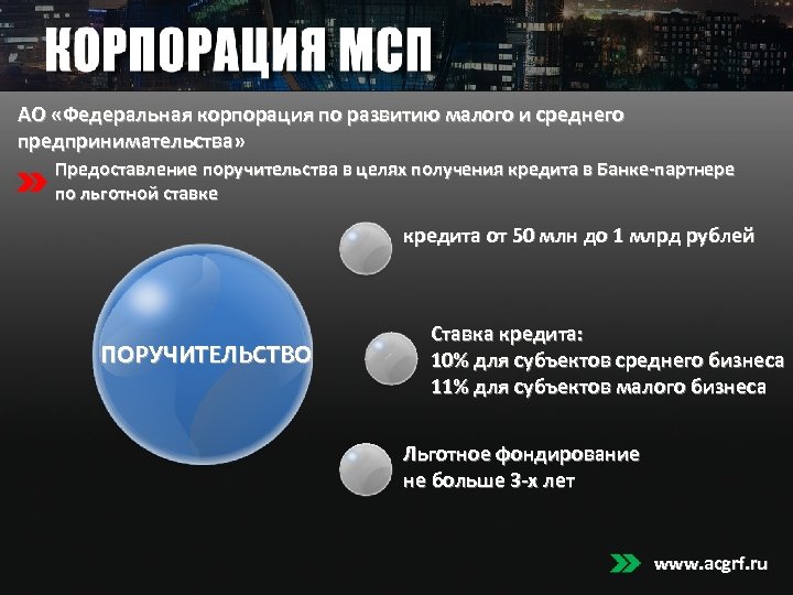 АО «Федеральная корпорация по развитию малого и среднего предпринимательства» Предоставление поручительства в целях получения