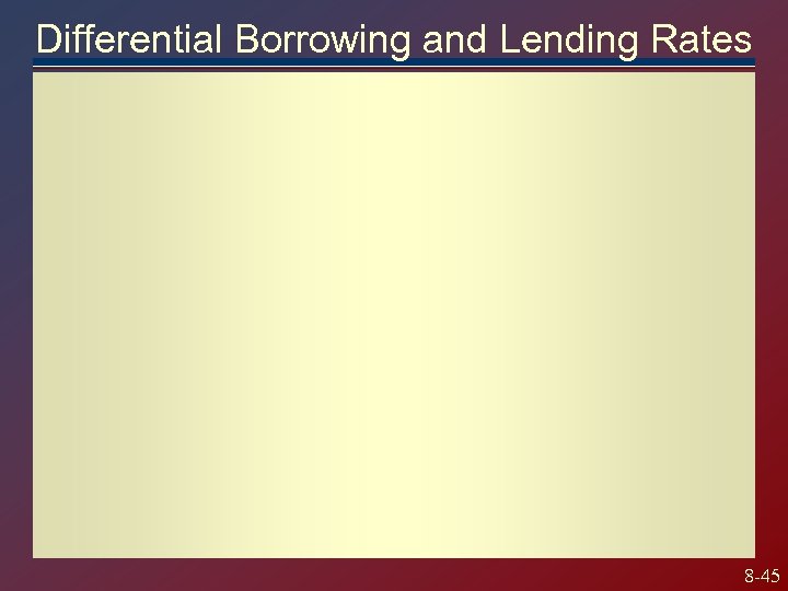 Differential Borrowing and Lending Rates 8 -45 