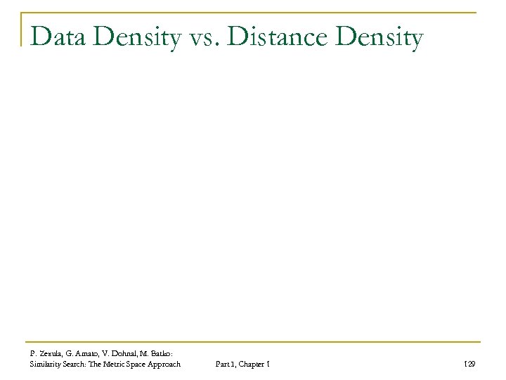 Data Density vs. Distance Density P. Zezula, G. Amato, V. Dohnal, M. Batko: Similarity