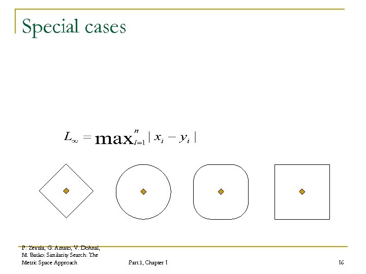 Special cases P. Zezula, G. Amato, V. Dohnal, M. Batko: Similarity Search: The Metric