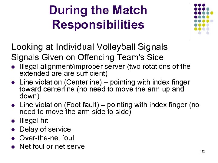 During the Match Responsibilities Looking at Individual Volleyball Signals Given on Offending Team’s Side