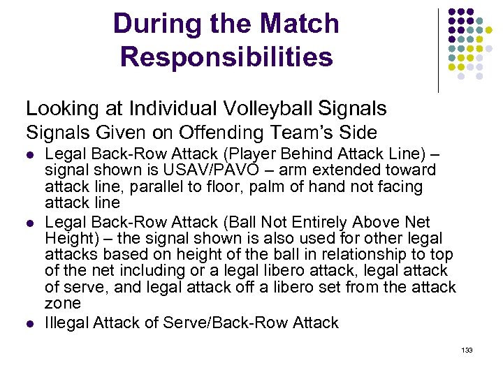 During the Match Responsibilities Looking at Individual Volleyball Signals Given on Offending Team’s Side