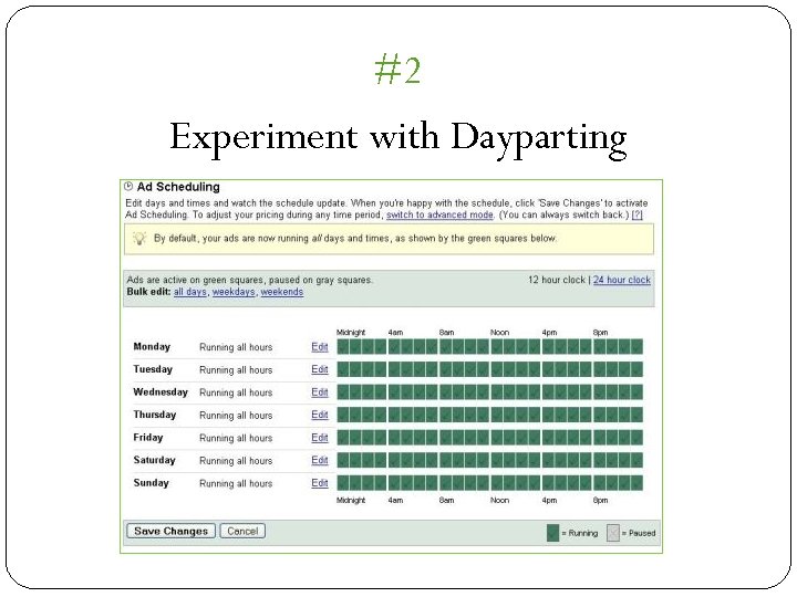 #2 Experiment with Dayparting 