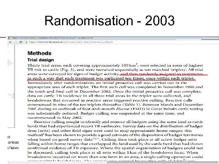 Randomisation - 2003 
