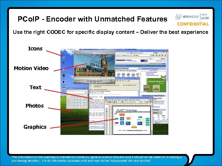 PCo. IP - Encoder with Unmatched Features CONFIDENTIAL Use the right CODEC for specific