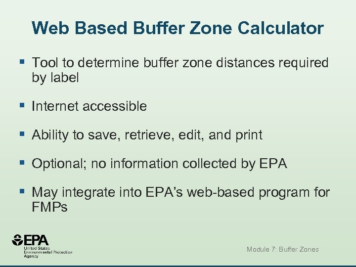 Web Based Buffer Zone Calculator § Tool to determine buffer zone distances required by