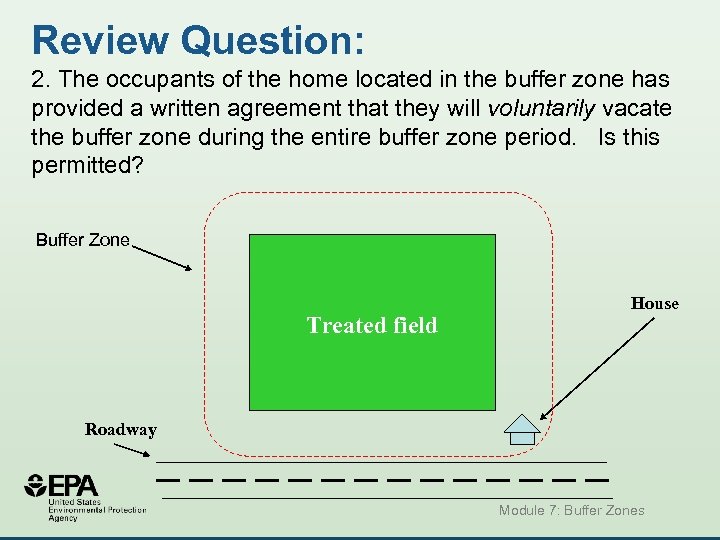 Review Question: 2. The occupants of the home located in the buffer zone has