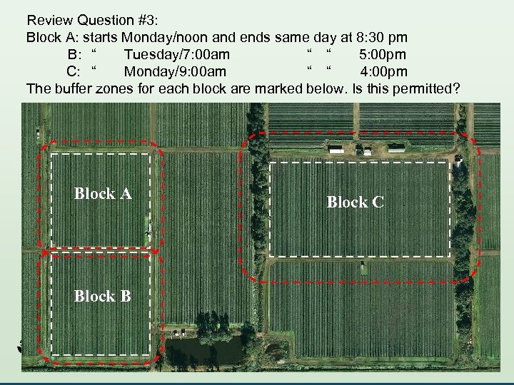 Review Question #3: Block A: starts Monday/noon and ends same day at 8: 30