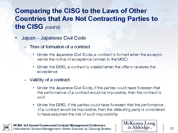 Comparing the CISG to the Laws of Other Countries that Are Not Contracting Parties