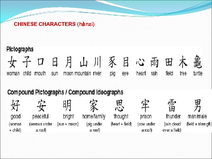 CHINESE CHARACTERS (hànzi) 