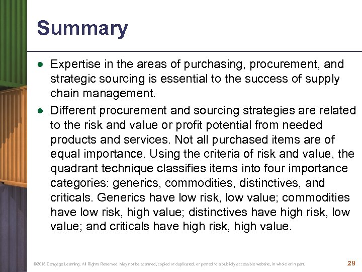 Summary ● Expertise in the areas of purchasing, procurement, and strategic sourcing is essential