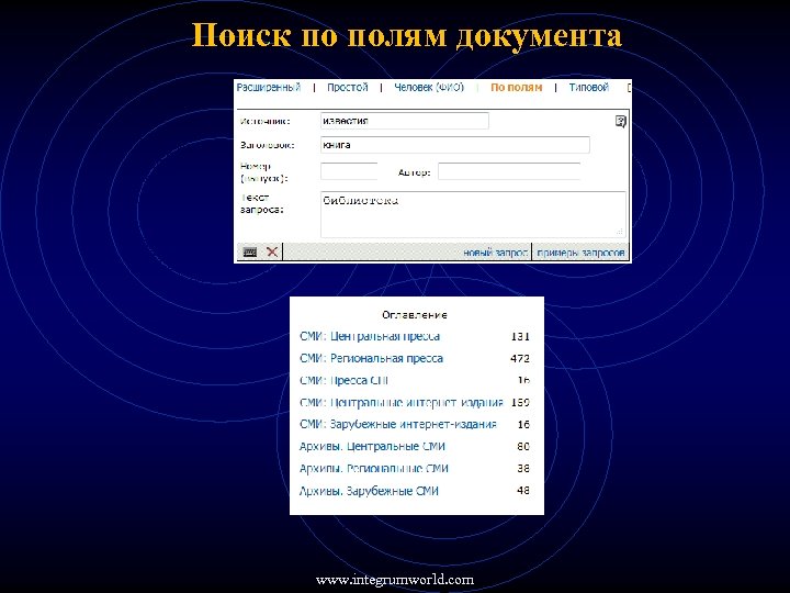 Поиск по полям документа www. integrumworld. com 