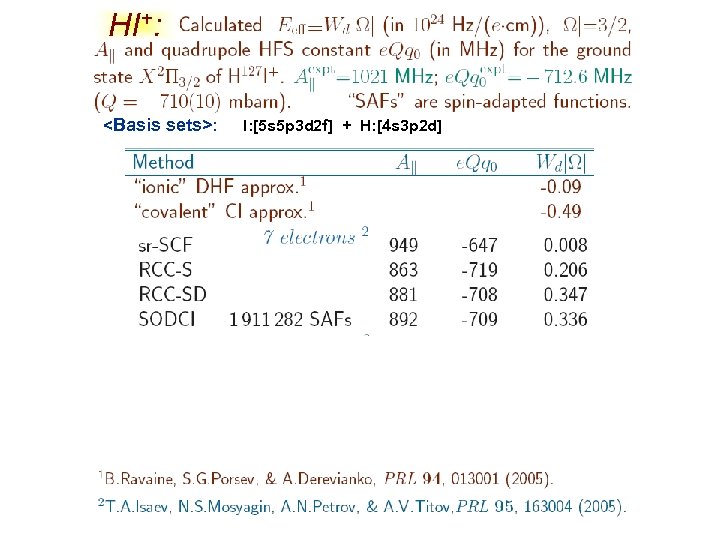 HI+: <Basis sets>: I: [5 s 5 p 3 d 2 f] + H: