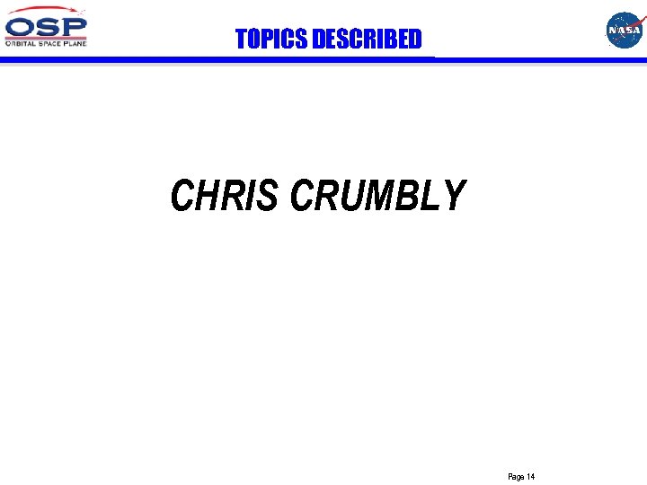 TOPICS DESCRIBED CHRIS CRUMBLY Page 14 