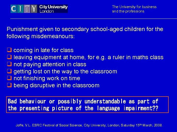 The University for business and the professions Punishment given to secondary school-aged children for