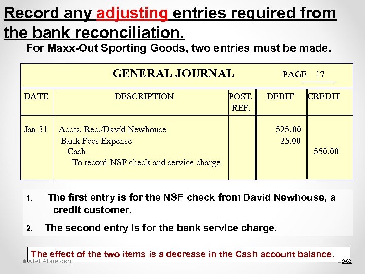 Record any adjusting entries required from the bank reconciliation. For Maxx-Out Sporting Goods, two