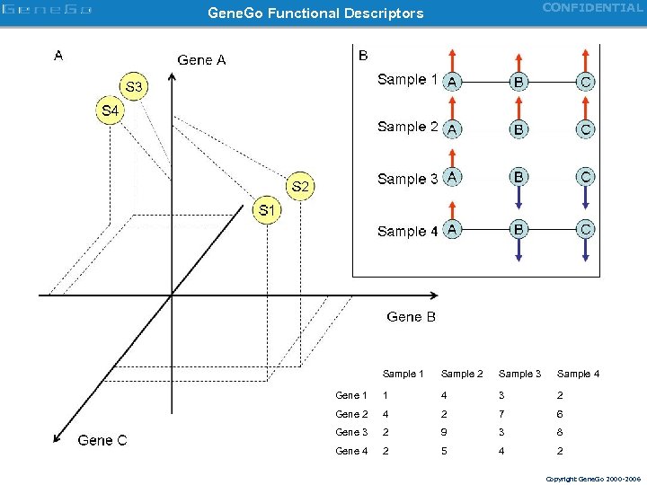 CONFIDENTIAL Gene. Go Functional Descriptors Sample 1 Sample 2 Sample 3 Sample 4 Gene
