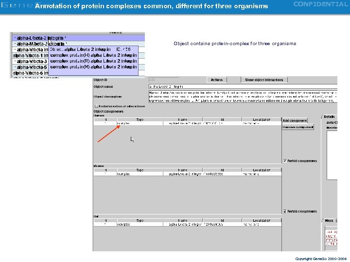 Annotation of protein complexes common, different for three organisms CONFIDENTIAL Object contains protein-complex for