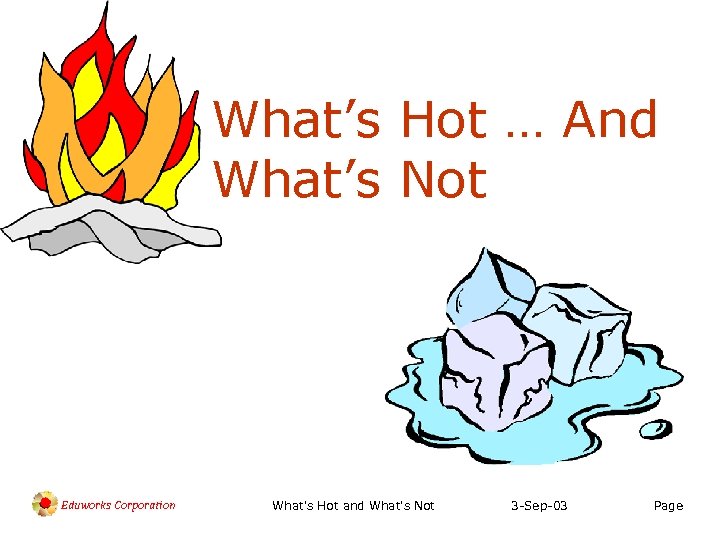 What’s Hot … And What’s Not Eduworks Corporation What's Hot and What's Not 3