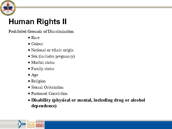 Human Rights II Prohibited Grounds of Discrimination · Race · Colour · National or