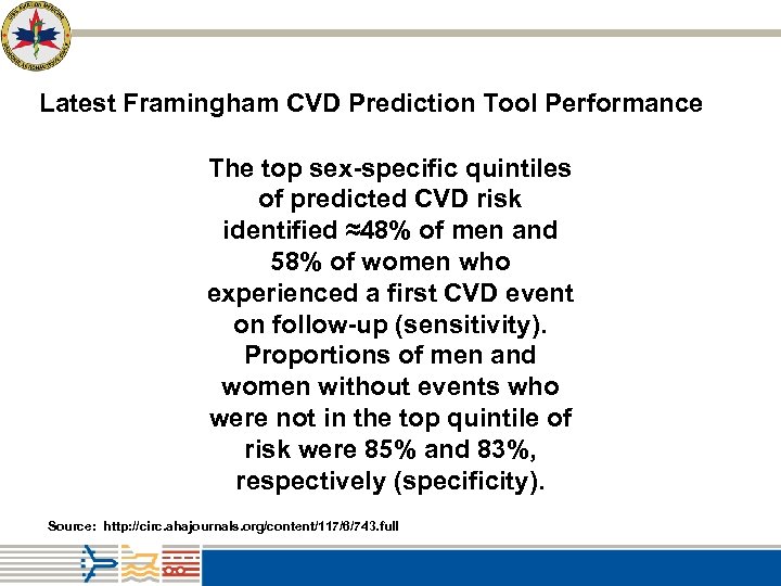 Latest Framingham CVD Prediction Tool Performance The top sex-specific quintiles of predicted CVD risk