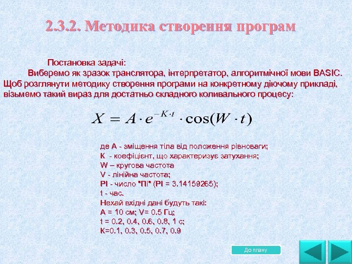 2. 3. 2. Методика створення програм Постановка задачі: Виберемо як зразок транслятора, інтерпретатор, алгоритмічної